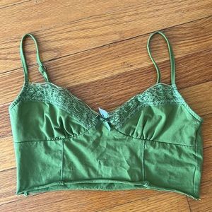 Princess Polly, Dark Green lace crop top.